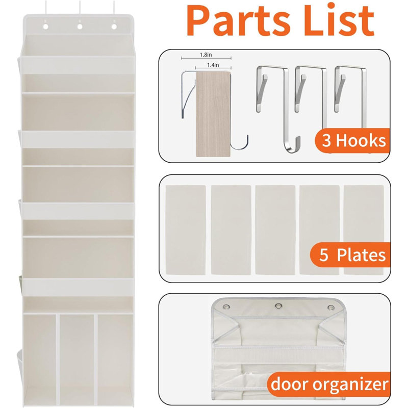 Non-woven Fabric Wall Organizer with Wall Baskets, Beige