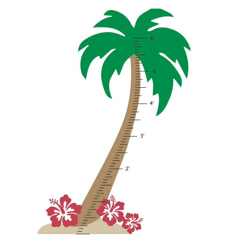 Décalcomanie murale graphique de croissance palm tree, Rouge