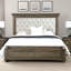 Ensemble de chambre à coucher traditionnelle 3 pièces lit très grand Eastern 2 tables de chevet couleur chêne vieilli banc FB avec rangement rembourré beige-131147375