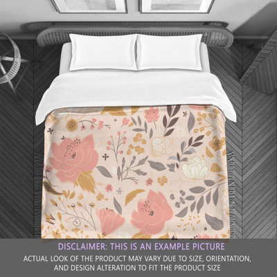 Floral Gold/Pink Microfiber Comforter
