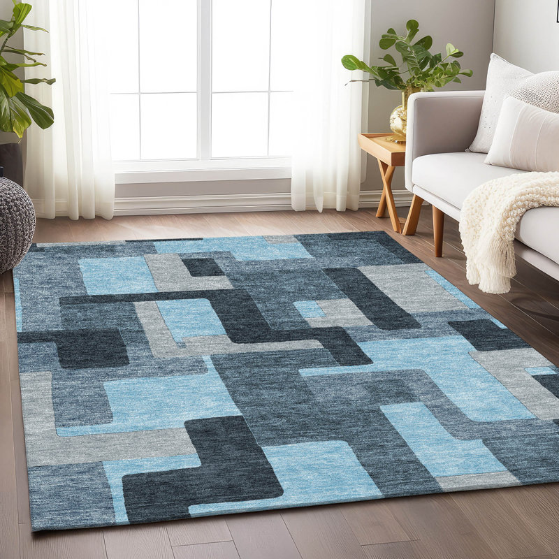 Premium Machine Washable Prisco Sky Rug, Rectangle 5' x 7'6"
