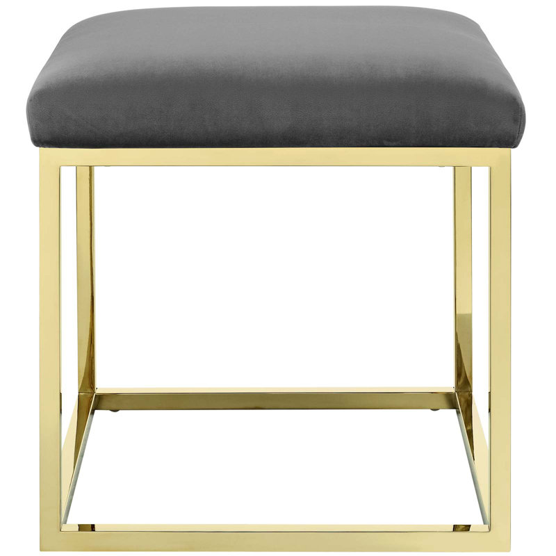 Modway Anticipate Ottoman, Polyester Blend/Velvet Gold/Gray