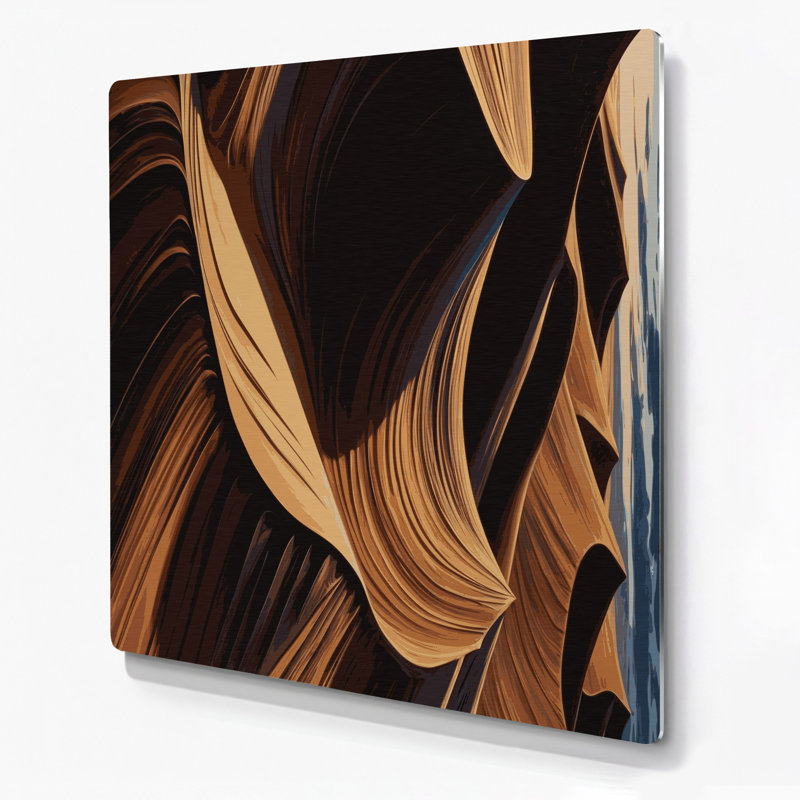 Diagonale rayures sable brun foncé, art mural en métal, H 12 po x l 12 po