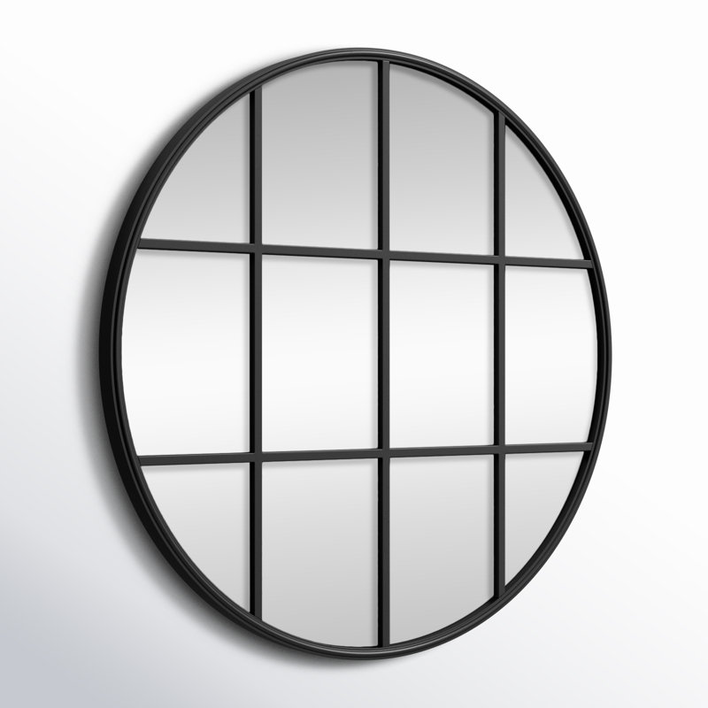 Karle Metal Flat Wall Mirror, Black, 31.5" x 31.5"
