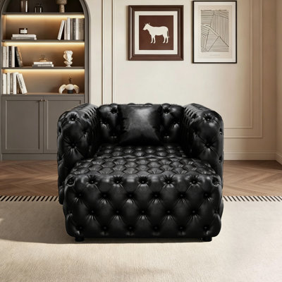 48.4" Modern Faux Leather Chair Sofa Set,Upholstered Modular Sectional Couch Sofa With Ottoman