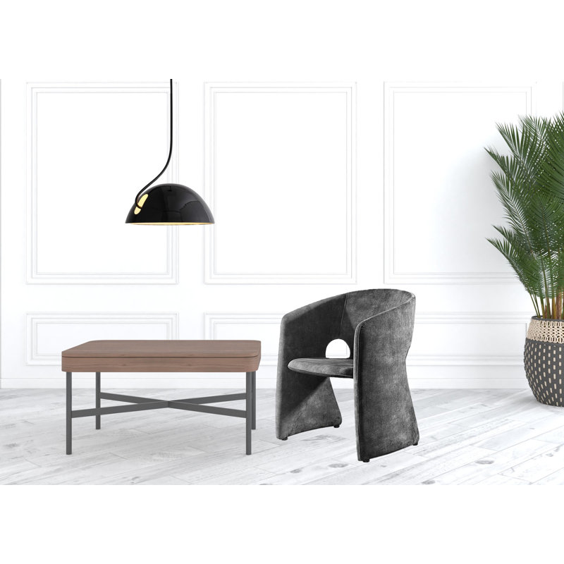 Fauteuil demi-tonneau en velours 24 po, Velours gris foncé