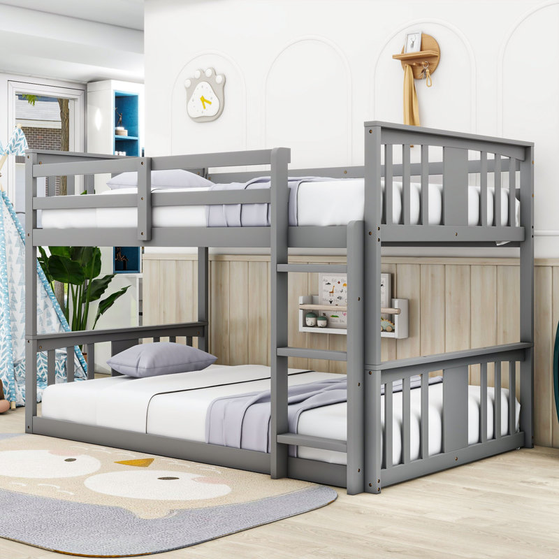 Dextra Kids Twin Over Twin Bunk Bed, Gray