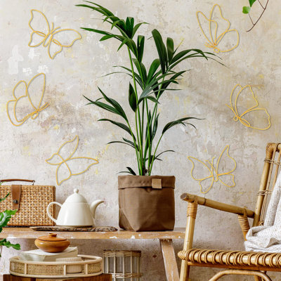 Décoration murale papillon en métal 6 pièces