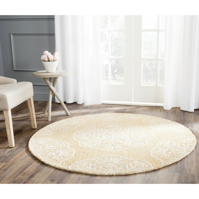 Bella Hand Tufted Wool Floral Rug, Round 5'