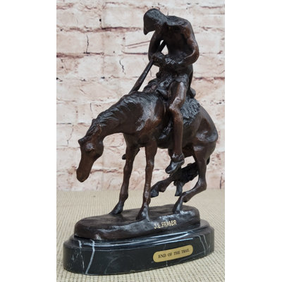 Kilbride Bronze Replica Sculpture Statue Of End Of The Trail By J. E. Fraser On Marble Base