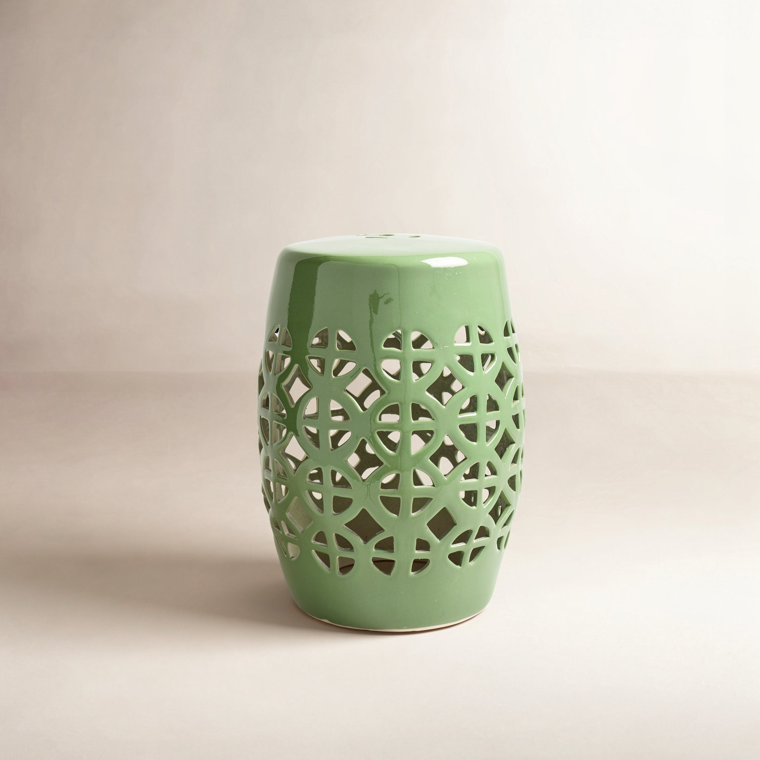 Keaton Porcelain Accent Stool, Grass Green