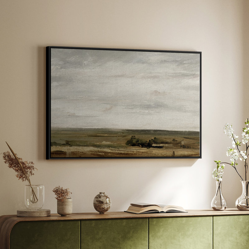 Paysage rétro - CMXLVI, H 27 po x l 41 po x P 2 po, Toile avec cadre flottant noir