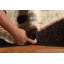 Tapis noir en laine noué à la main de conception unique 6 pi 8 po x 7 pi 9 po New Age