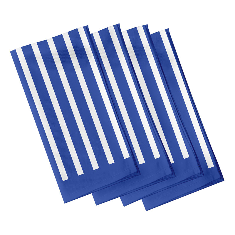 Hankins Polyester Striped Square Napkin, Blue