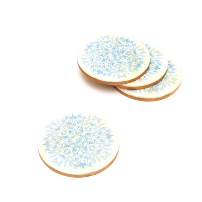Vibrant Green Print Resin Coaster, 4-Inch Diameter, Durable and Stylish for Home and Office Use