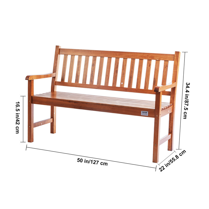 Banc d'extérieur en bois pour l'extérieur 50 pouces VEVOR