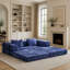 Canapé-lit convertible de sol avec structure fixe, revêtement en chenille, aucun assemblage requis, idéal pour le salon et la chambre, bleu foncé-1308264931