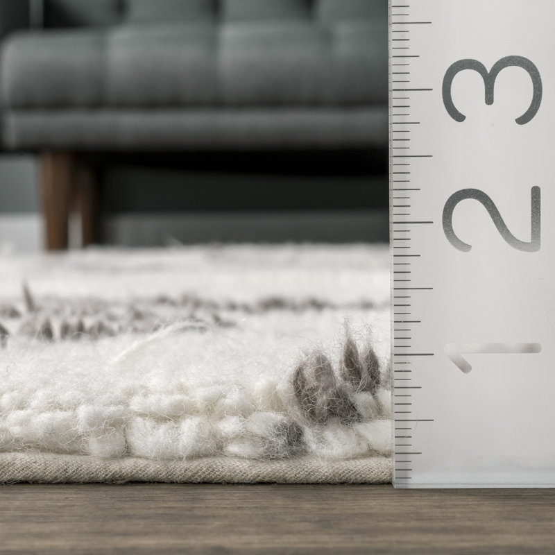 Tapis ivoire en laine lavable à la main, Rectangle 6 pi x 9 pi