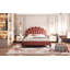 Upholstered Platform Bed With Flower Pattern Velvet Headboard,-1539026542-1539026536