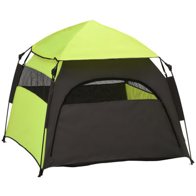 Pop Up Dog Tent For Large Canines, Portable Backyard With Carry Bag - Accommodates Dogs Up To 29.5" & 88 Lbs, Instant Setup, Weather Protected, Construction Camping Pouch Spacious Interior, Quick