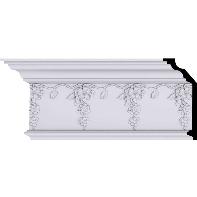Moulure couronnée à fleur H 7 1/2 po x P 3 1/8 po x F 8 1/8 po x L 94 1/2 po