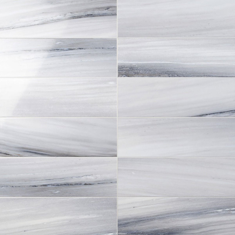 8" x 24" Polished Marble Look Ceramic Wall Tile (10.32 Sq. Ft. / Case), Blue