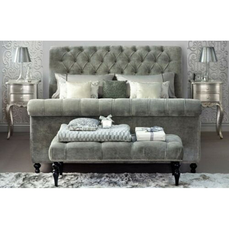 Tiara Upholstered Bed, Charcoal, Kingsize (5')
