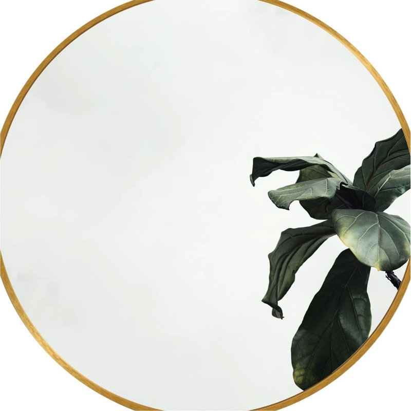 Miroir de salle de bain rond doré de 20 po - Style moderne, sans verre, cadre rouillé, protection de film incassable de 20 po, avec panneau de densité, crochets et vis renforcés faciles à installer
