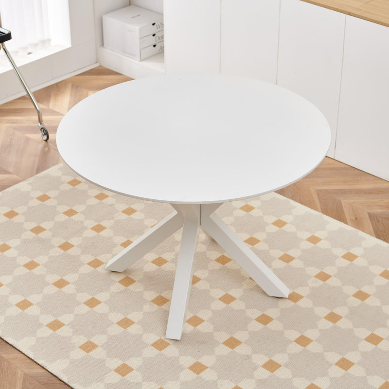 Table de salle à manger Mid-Century, Blanc, Blanc
