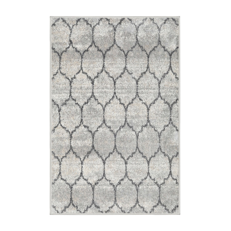 Tapis contemporain gris clair, Rectangle 2 pi x 4 pi