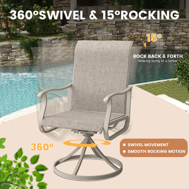 8-Person Patio Dining Set with 60" Round Patio Dining Table and 8 PVC-coated polyester Swivel Chairs