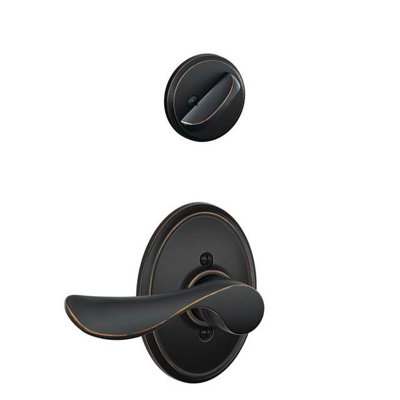 Champagne Single Cylinder Interior Lever with Deadbolt (Exterior Portion Sold Separately)