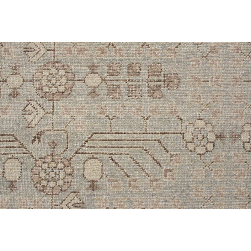 Distressed Homage Hand Knotted Wool Geometric Area Rug, Rectangle 12' x 16'