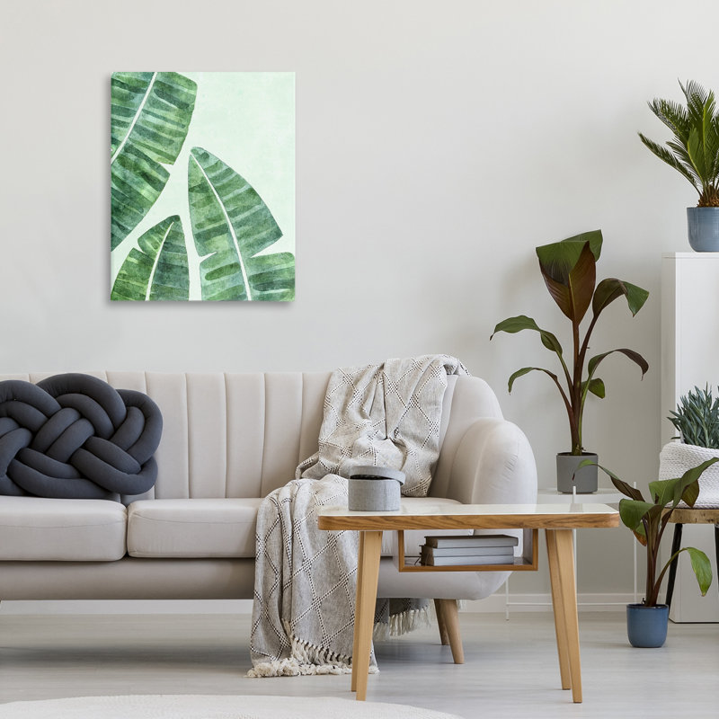 Feuille de bananier, toile de tropiques, design par Camila Juncos, H 20 po x l 16 po