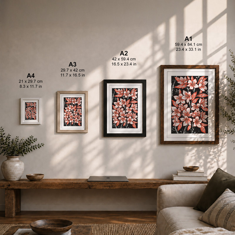 Clustered Blooms Botanical - Framed Print, Unframed, A1 - 84.1 x 59.4 cm