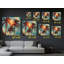 «Tropical Palm Trees Sunset», impression sur toile tendue sur toile, bleu côtier et plage orange-956883115