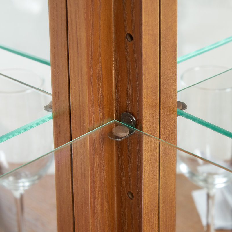 Magnifique armoire d'angle en chêne avec étagère en verre et espace de rangement, Chêne