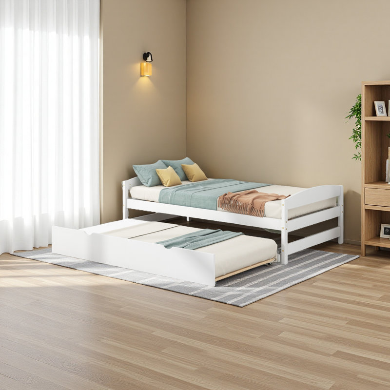 Lit plateforme simple avec lit gigogne simple, Blanc