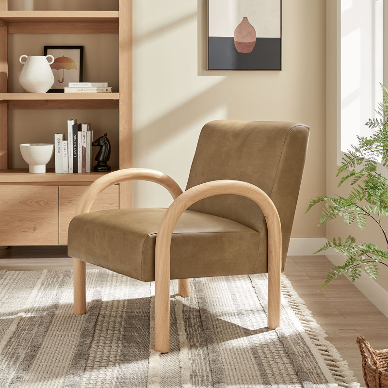 Chaise d'appoint rembourrée en similicuir Lunet, Grillé, Naturel / naturel