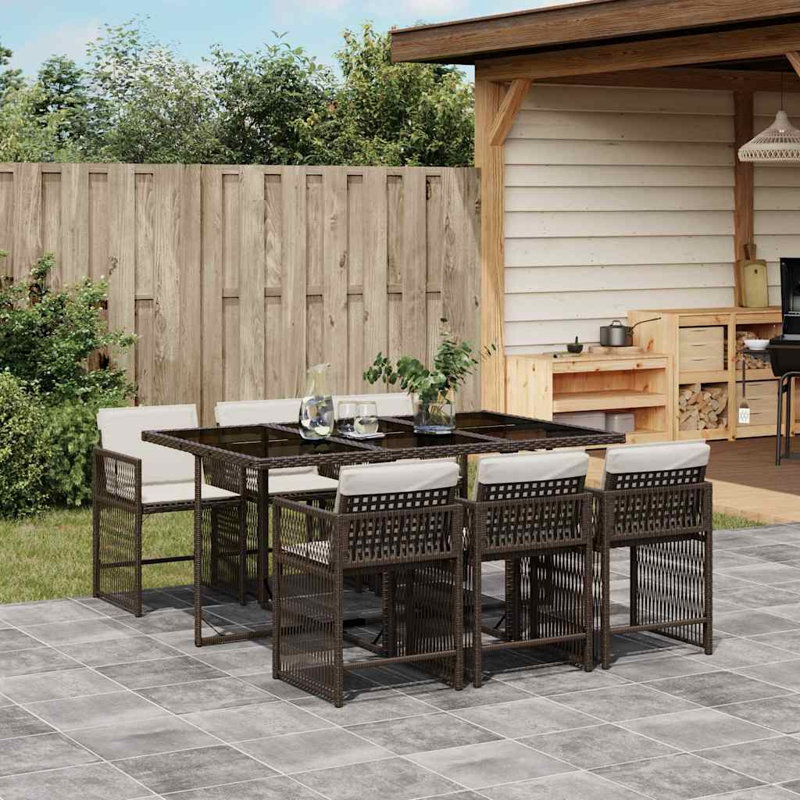 Patio Dining Set with, Cream White, Brown