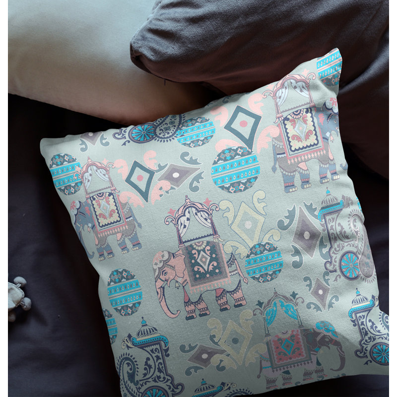  Housse de coussin carré et insert, H 20 po x l 20 po, Fermeture éclair, Gris / Rose