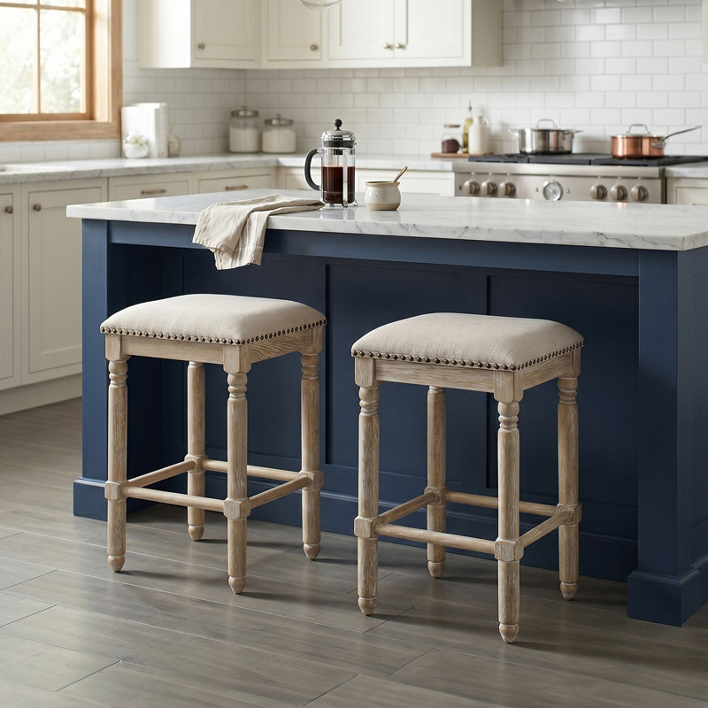 Tabourets de bar en bois Arnhem, ensemble de 2, Tabouret de comptoir (siège d'une hauteur de 24,2, Beige