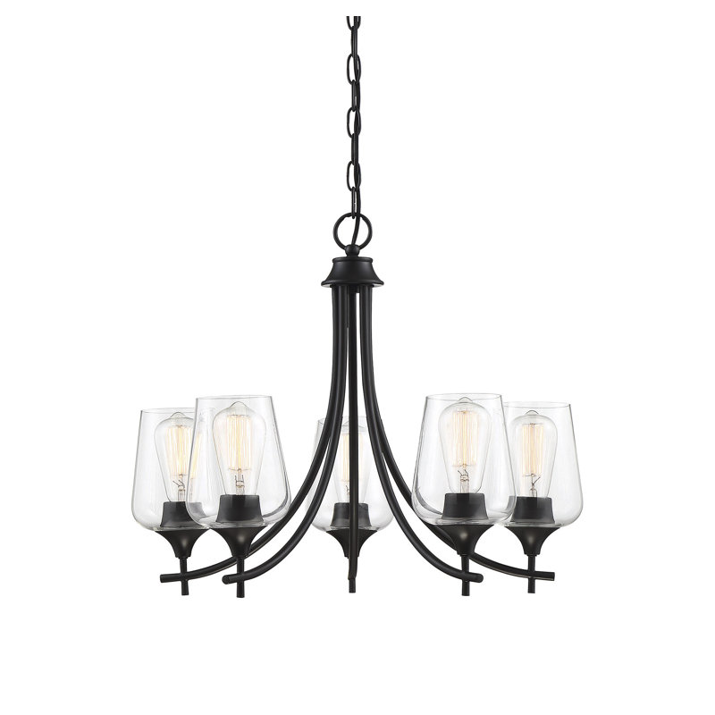 Breena 5-Light Chandelier, Noir mat, Clair