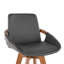 Tabouret de bar 29 po à hauteur fixe avec pivot en bambou et similicuir gris avec repose-pieds rond en métal noir-237536206