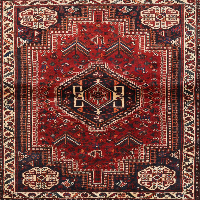 Tapis oriental noir / rouge, Rond 6 pi