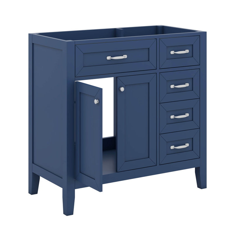 Meuble-lavabo 36 po sans lavabo moderne avec portes d'armoire, Bleu