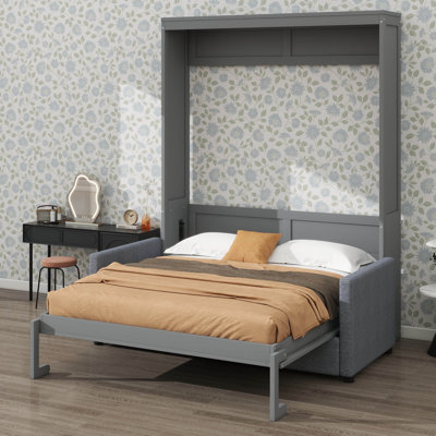 Lit escamotable double pleine grandeur avec coussin moelleux