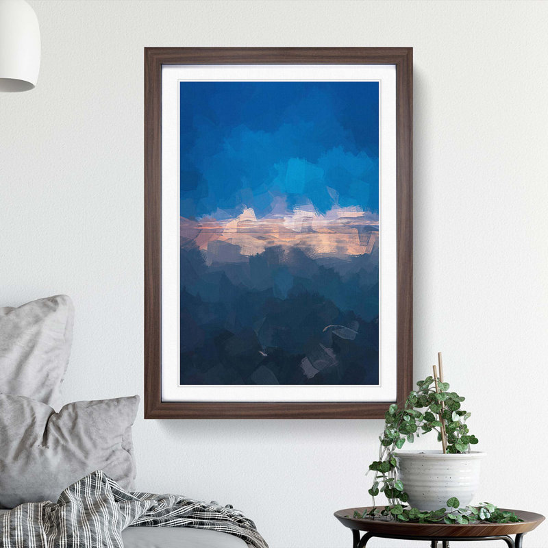 Horizon on the Beach in Abstract - Picture Frame Graphic Art Print, 48cm H x 36cm W x 2cm D, Walnut Framed