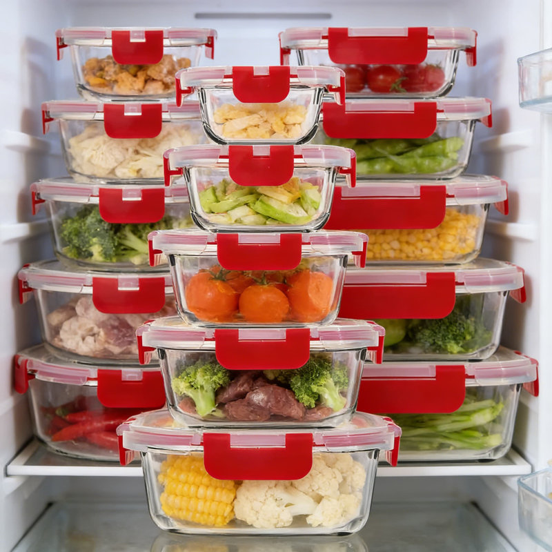Glass Food Storage Containers Set With Airtight Locking Lids, 30-Piece Meal Prep Containers For Microwave, Oven, Freezer & Dishwasher, BPA-Free