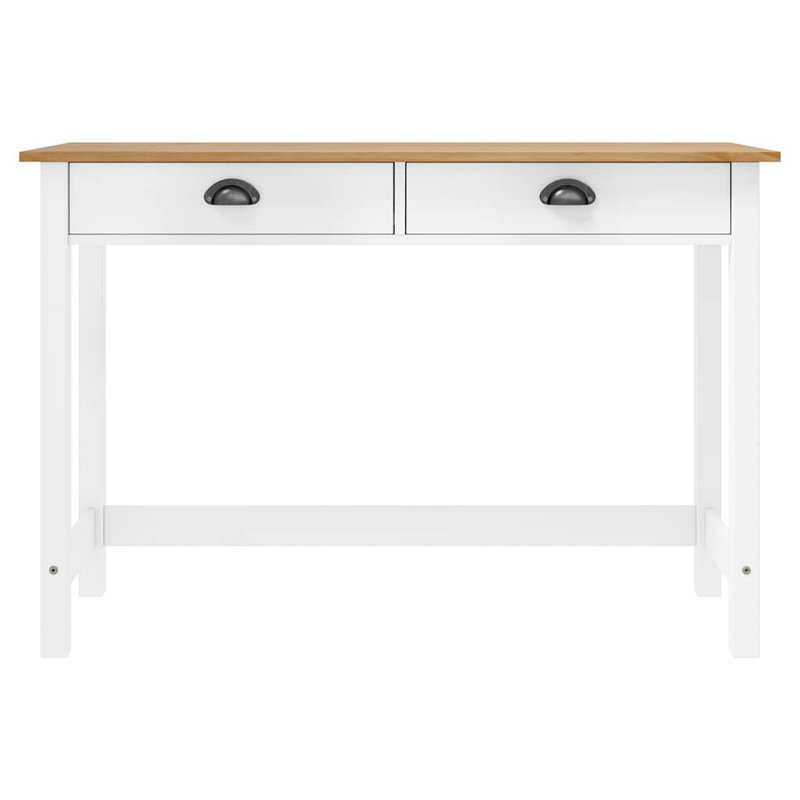 Console vidaXL en bois de pin massif compact, Blanc, Brun miel